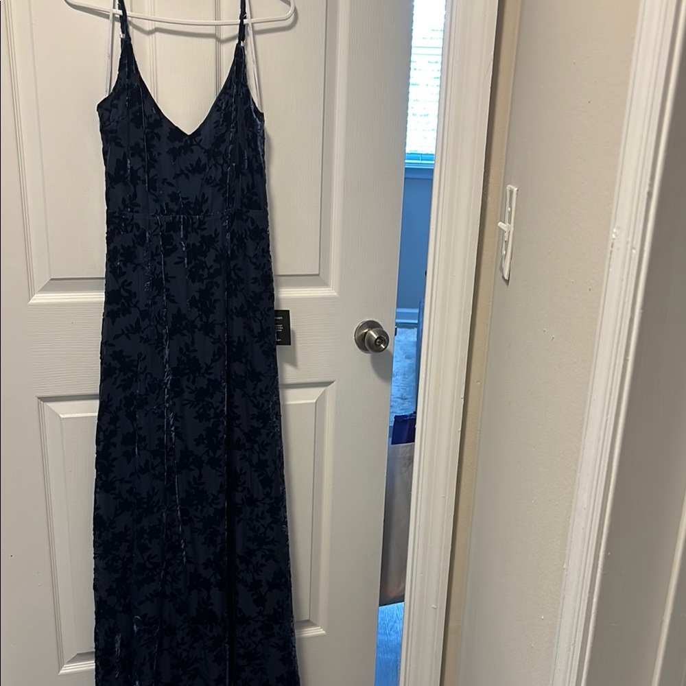 Lulu's Blue V-Neck Slip Maxi Dress for Night Out